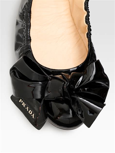 prada leather & patent bow ballerina flat|best prada nylon bags.